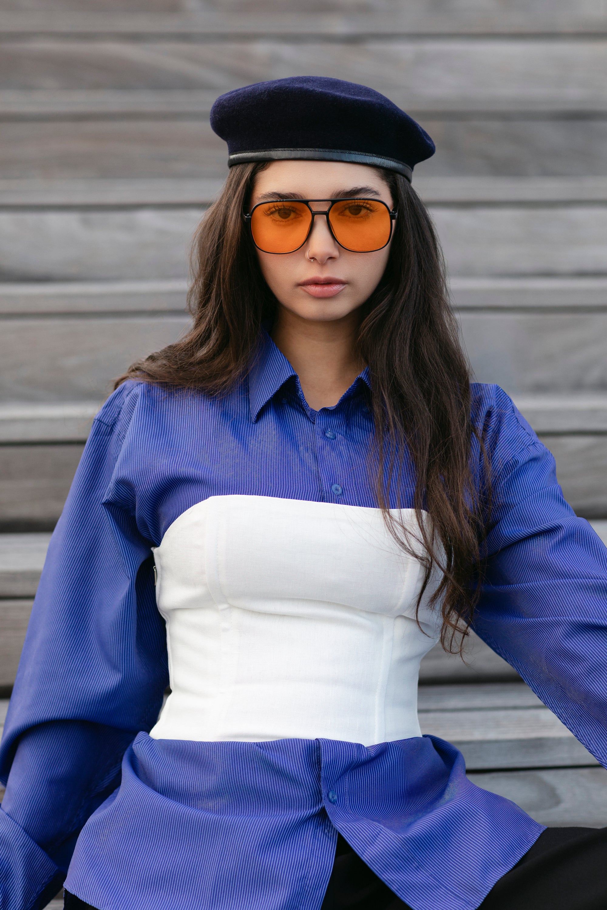 Bustier El Sadriya en lin Ila-Lyone - fabrication française, vue de face