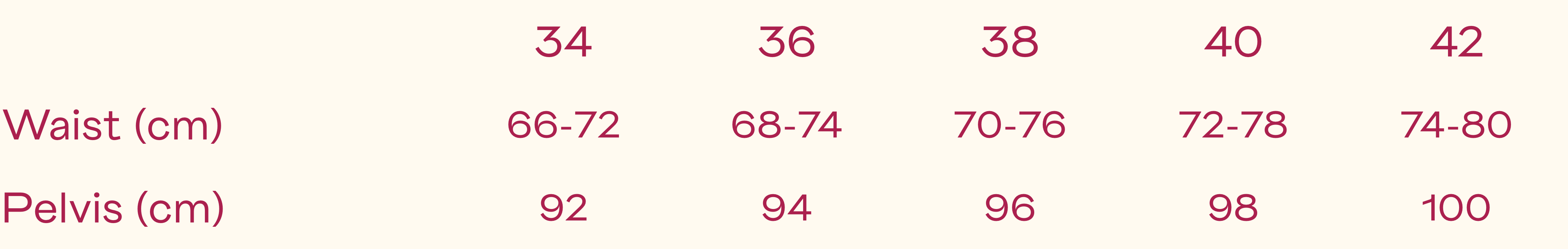 Guide des tailles pantalon